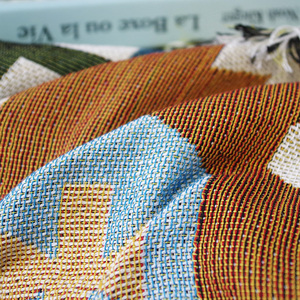 北欧浅色几何双面使用针织线毯子沙发巾沙发坐垫软地毯装饰背景毯