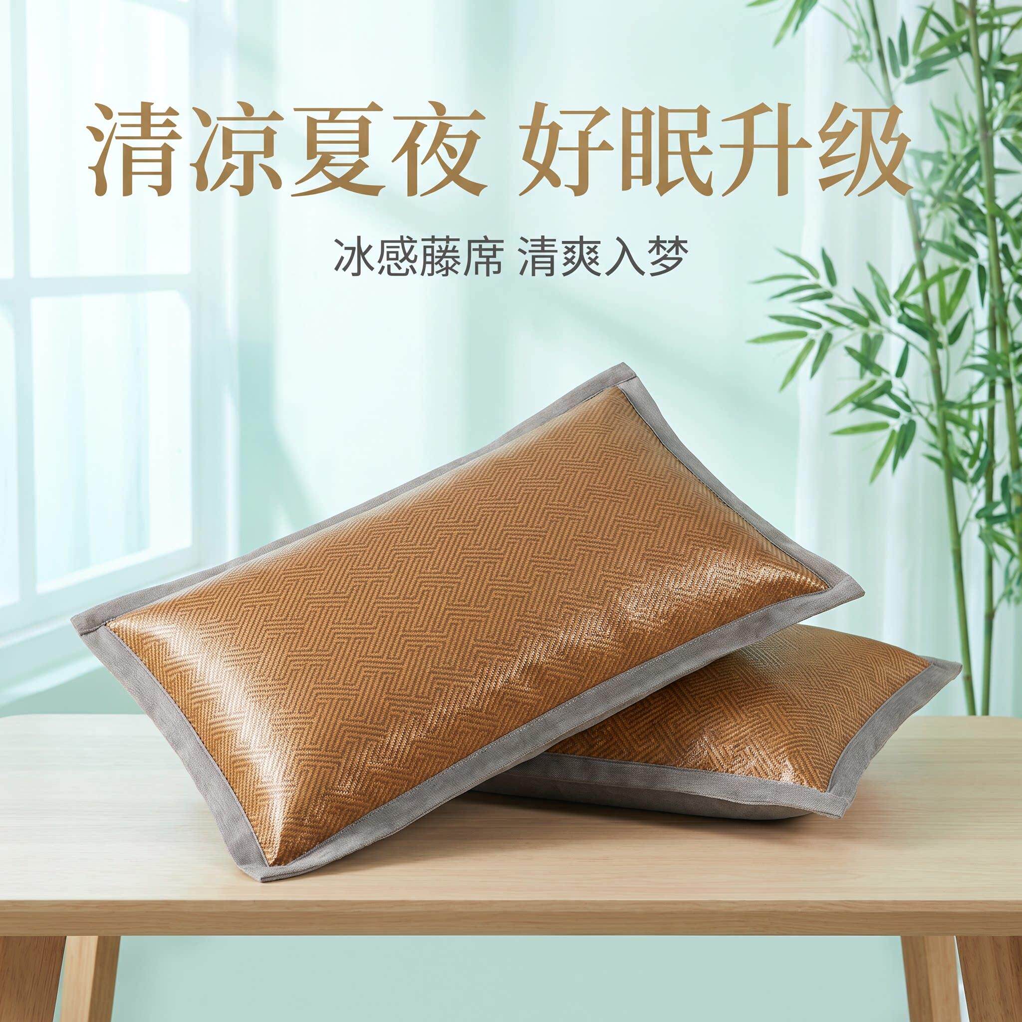 40x60厘米枕套凉席防头油夏季藤席凉爽乳胶枕芯外套单人一对家用