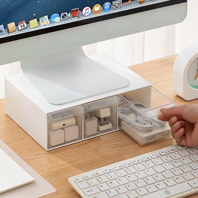 垫电脑萤幕增高架带抽屉桌面收纳办公室收纳盒神器台式屏幕底座