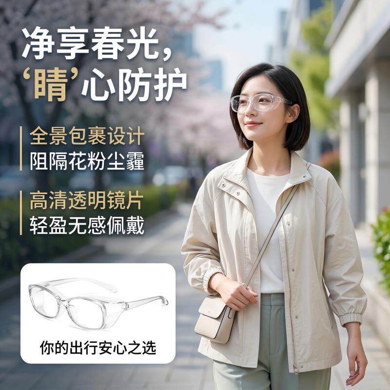 防护眼镜男女款防风防蓝光安全护目镜户外防花粉过敏防灰尘不起雾