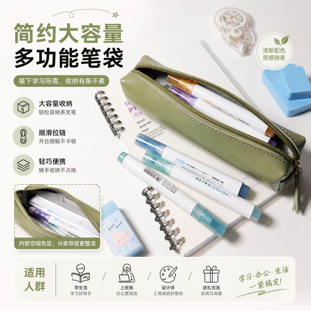 笔袋成人轻奢高级感皮质小众冷门简约ins高颜值女孩2026新款学生