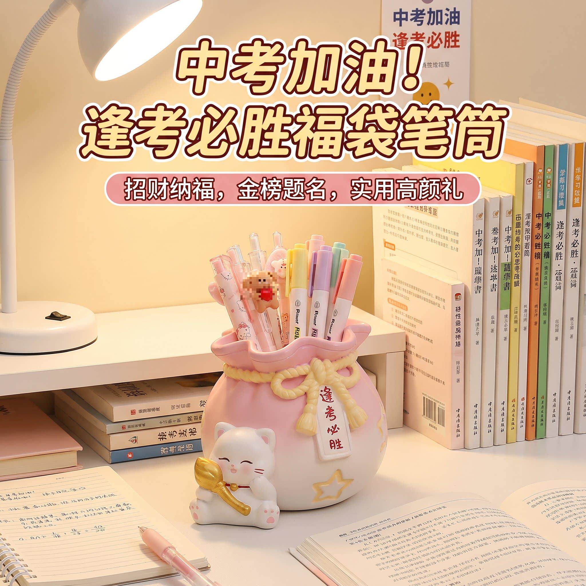 中考仪式感礼物女生高颜值成人礼品袋送给加油励志猫咪笔筒摆件