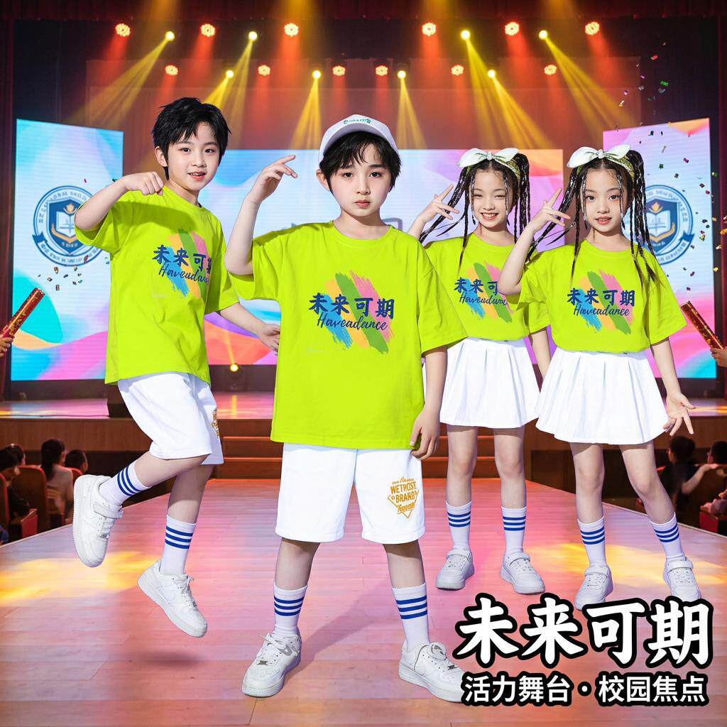 2026新款儿童演出服六一学生街舞表演服幼儿园班服糖果色拉拉队服