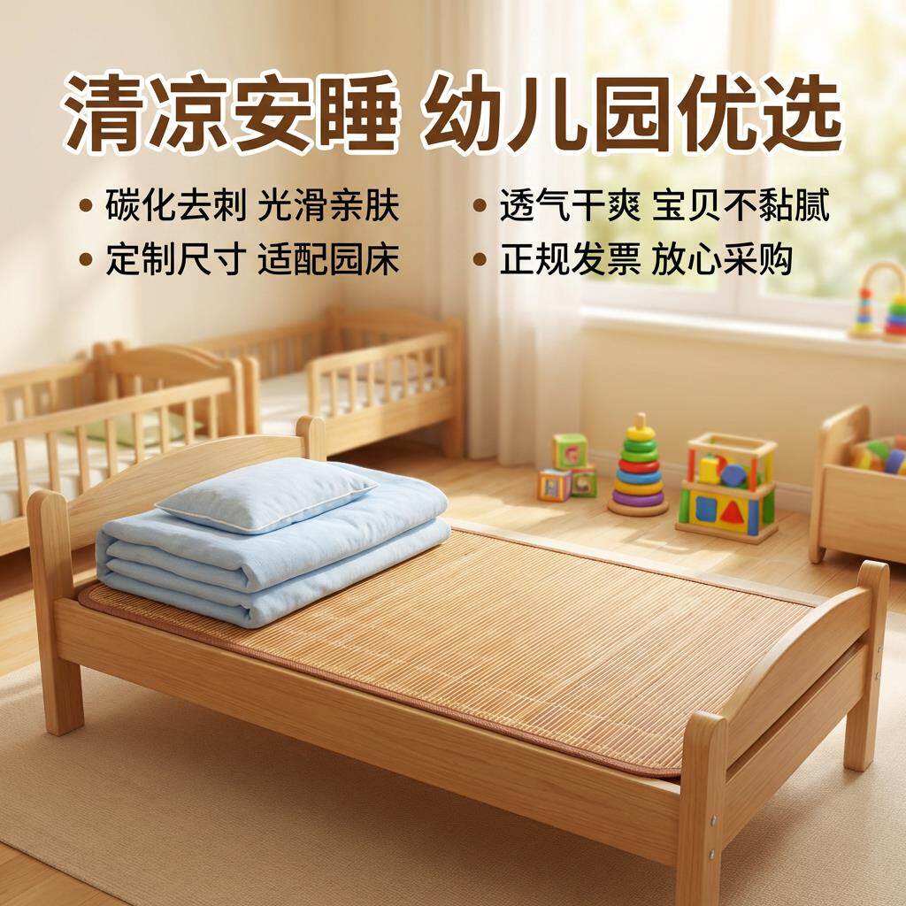 儿童凉席幼儿园专用午睡席子婴儿可用竹凉席夏季学生单人双面竹席