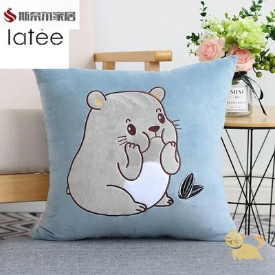 四方枕头套纯棉可爱卡通抱枕沙发靠垫办公室床头靠背汽车靠枕正方