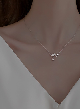 日韩风夏季新款心跳项链女小众个性潮ins网红心电图锁骨链颈链