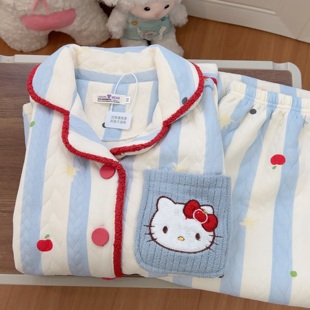 可爱Kitty冬季 宅家休闲保暖家居服可外穿 空气棉睡衣女卡通套装