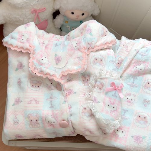 原创天使小熊冬季新款法兰绒睡衣