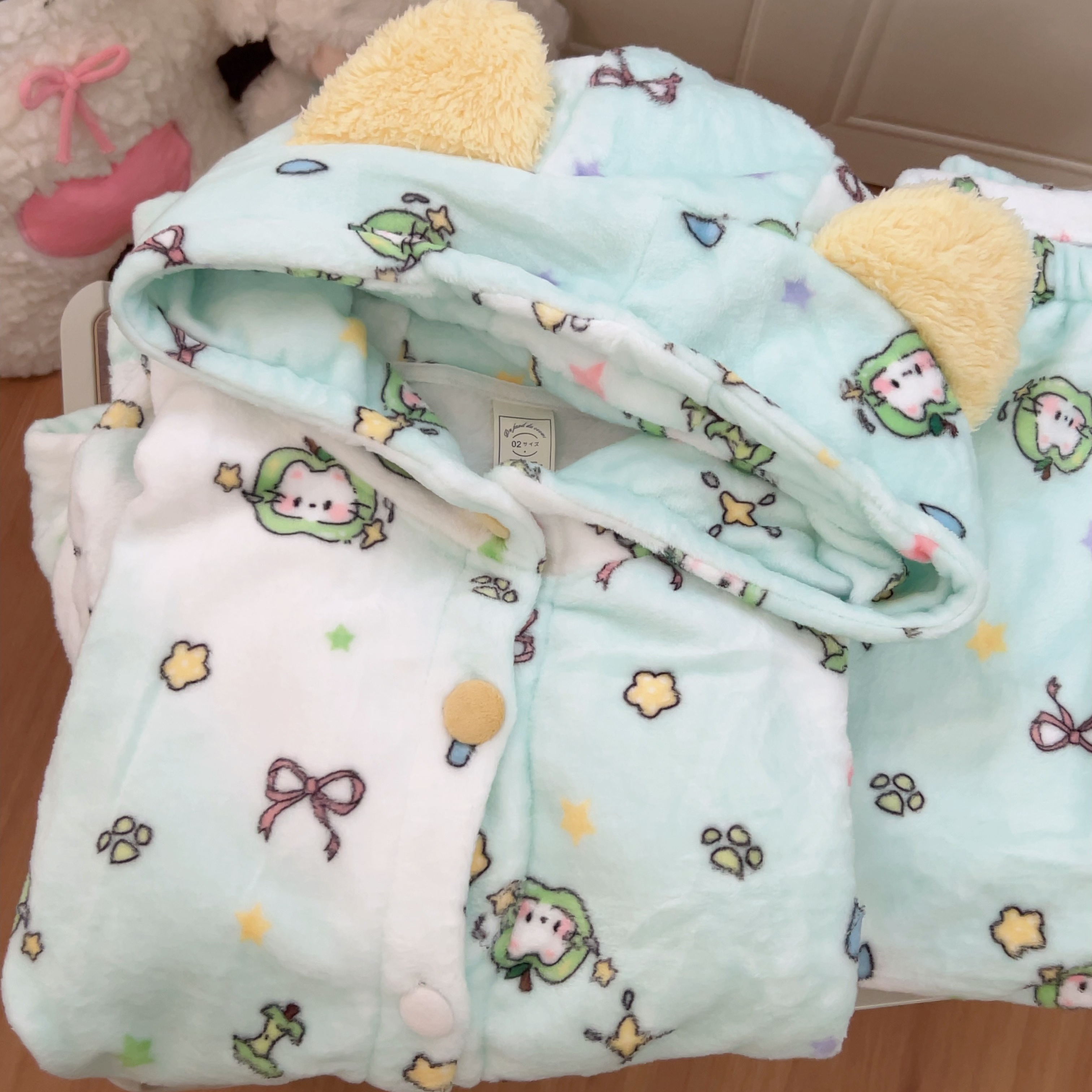 冬季日系INS苹果Kitty睡衣套装