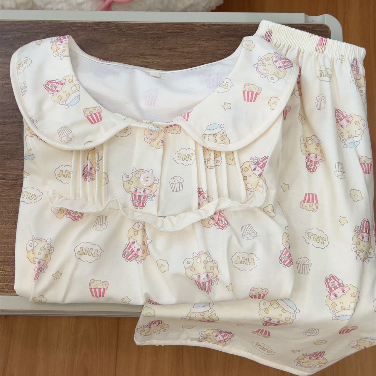 娃娃领夏季睡衣女卡通米爆娃套装