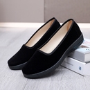 老北京布鞋 女黑色广场舞妈妈鞋 女鞋 春浅口工作鞋 防滑 平底单鞋 新款