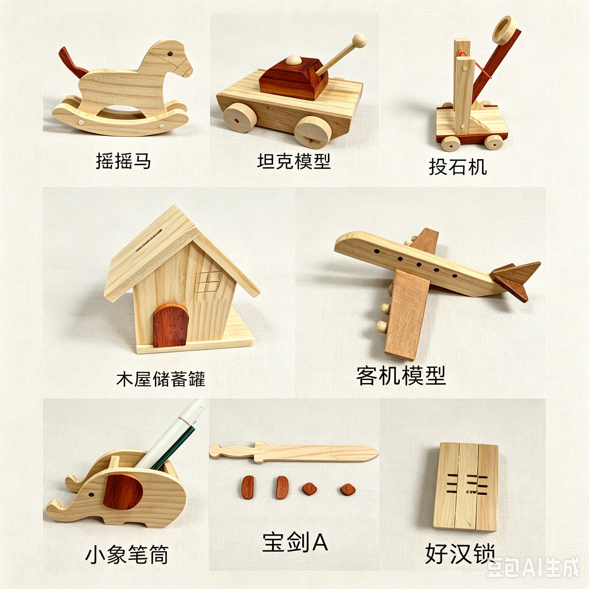 幼儿园木工DIY半成品拼粘材料包传统文化教学手工创客劳动课材料
