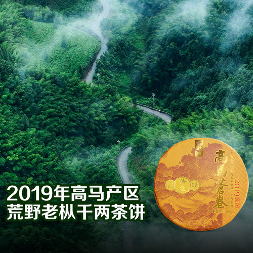 高马苍卷-2019年千两茶饼花卷茶680g 安化黑茶7.28