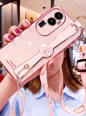 适用opporeno10pro十手机壳reno10por腕带oppo保护硅胶套5G斜挎挂绳opporeon全包opooreno防摔PHV软加PHW110