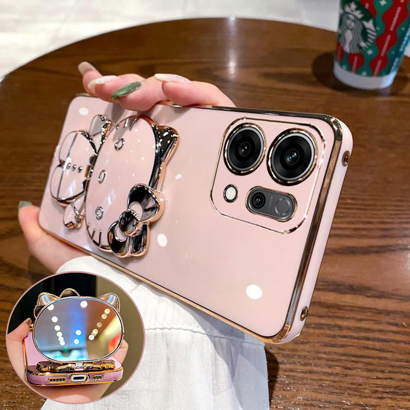 适用opporeno14手机壳reno14pro保护硅胶套oppo镜头全包5g防摔软PLA110女reon新款145g带支架镜子PKZ可爱卡通