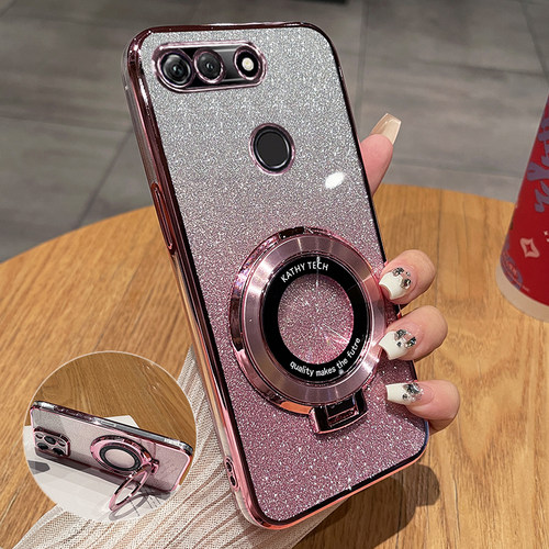 适用荣耀V20闪粉带支架保护套