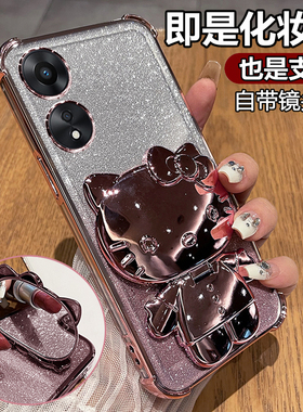 适用oppoA58手机壳oppo保护A58x硅胶套5G全包opa防摔PHJ110透明软oppophj带支架镜子x5g新款585g女0pp0高颜值
