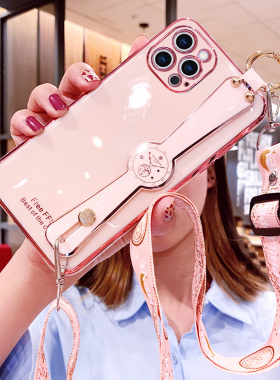 适用苹果16手机壳iphone16pro腕带max保护硅胶套plus斜挎挂绳16p全包防摔promax软壳带支架ip十六女i16可背带