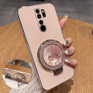 适用于红米9手机壳红米9A保护硅胶套M2004J19C全包防摔小米redmi9软壳钢化膜a9女带支架老人新款 流沙ins可爱