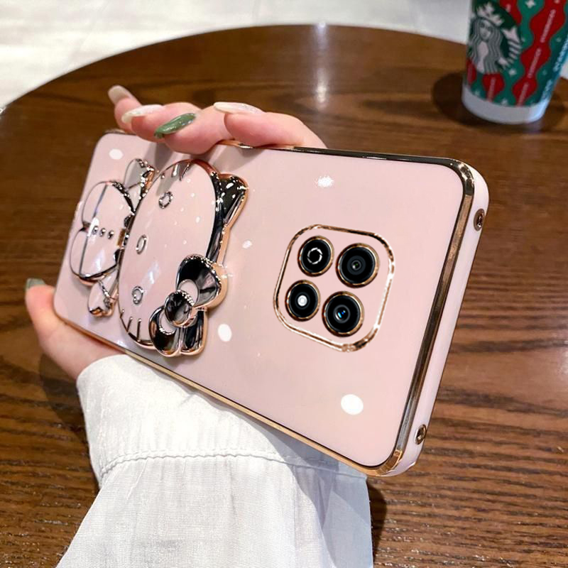 适用华为荣耀play5活力版手机壳NEW一AN90保护5G硅胶套honor全包防摔paly软壳piay外壳女潮板可爱带镜子支架
