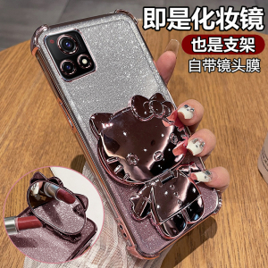 适用vivoy52s手机壳vivo保护y52s硅胶套t1版带镜头膜全包st1防摔V2057A透明软voy女s5g支架镜子新款ins风可爱