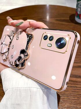 适用于小米12手机壳xiaomi12pro保护mi12x硅胶套5G全包防摔m12软壳x5g十二por女x12创意可爱天玑版带镜子支架