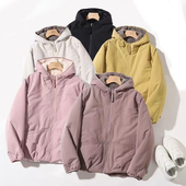 冬季 新款 连帽棉服女双面穿加绒保暖防风棉衣秋冬加厚拉链外套