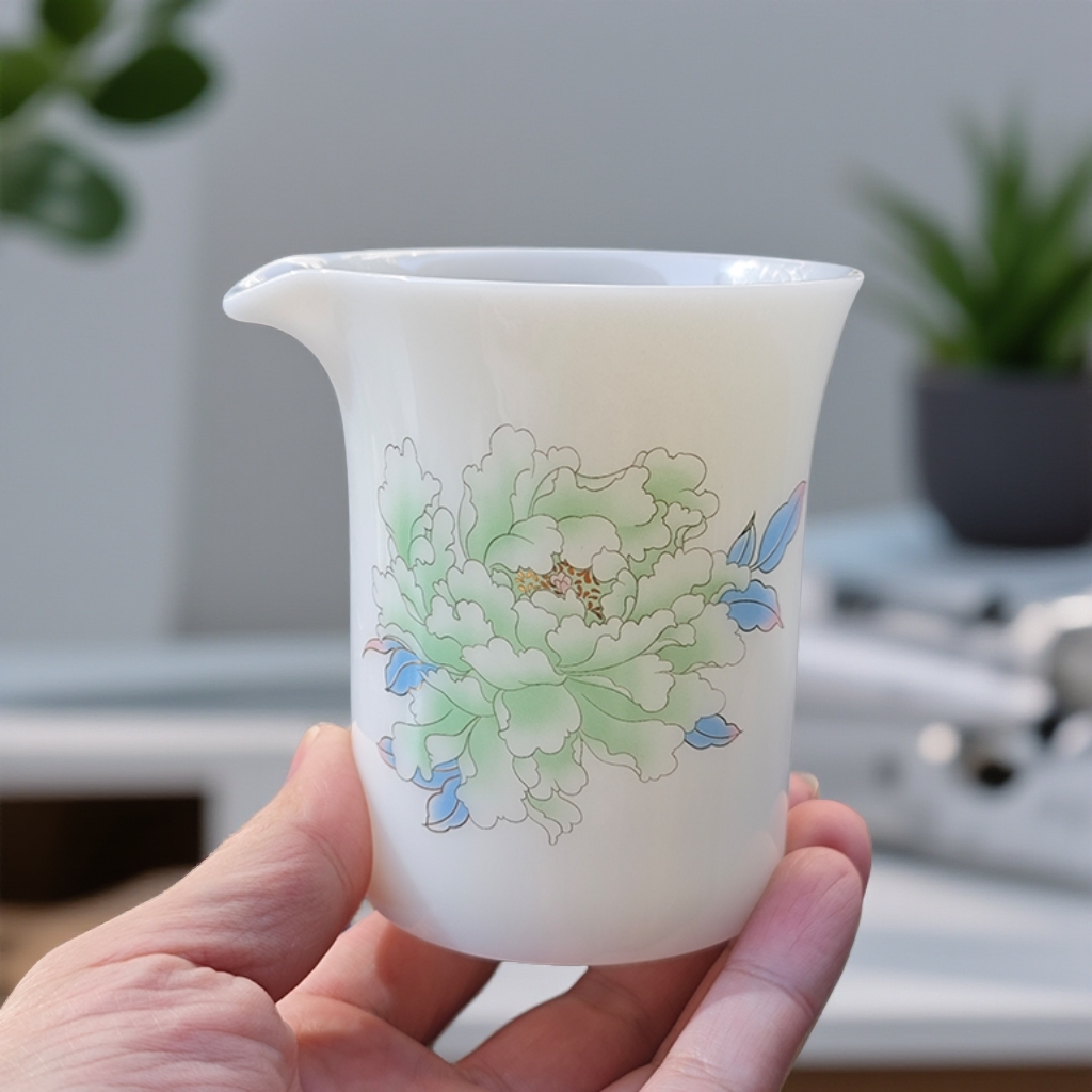 璞玉瓷公道杯高端冰种鹰嘴茶海分茶器陶瓷功夫茶具配件白瓷公平杯