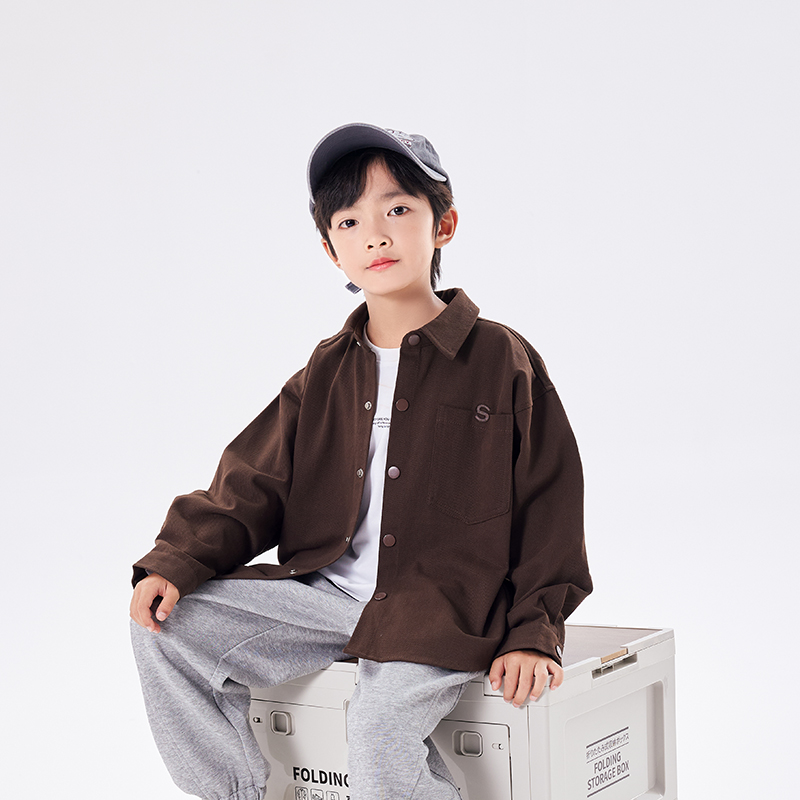 男童长袖衬衫春秋装2024新款儿童翻领衬衣中大童休闲薄款宽松外套