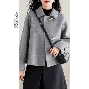 双面绒大衣短款小个子休闲年轻款年秋冬新款韩版宽松羊毛呢外套女