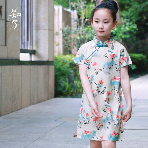 女童夏季中式短袖连衣裙