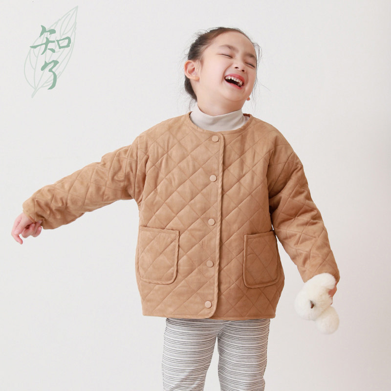 知了童装 秋冬新款圆领夹棉薄款棉衣女童厚外套夹克衫51579