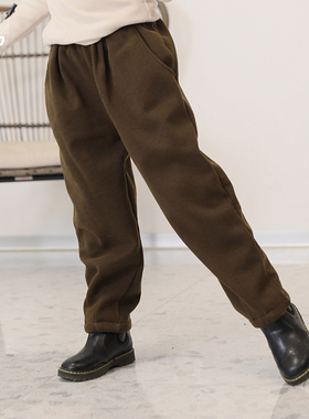 知了童装 儿童冬款复合加绒休闲长裤中性男女童哈伦裤加厚53919