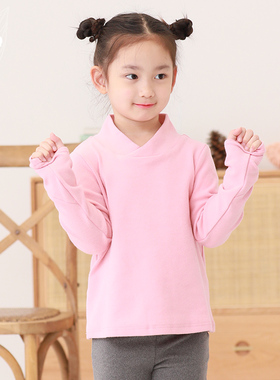 知了童装 秋冬女童高领磨毛磨绒长袖T恤加厚打底衫儿童K2351