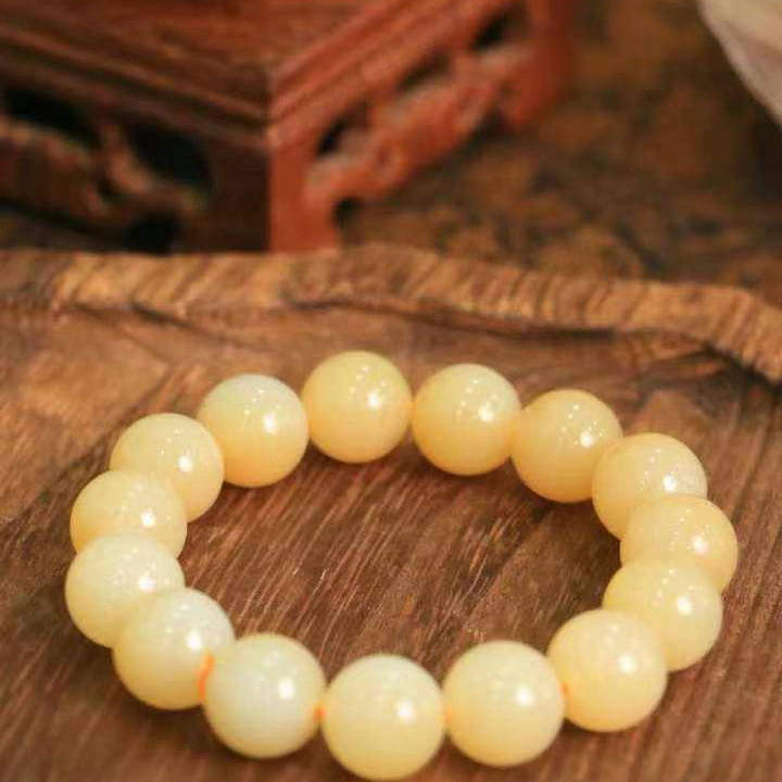 新疆和田玉糖玉圆珠手链
