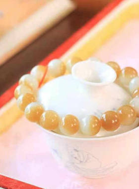 天然和田玉新疆且末料糖白玉手链
