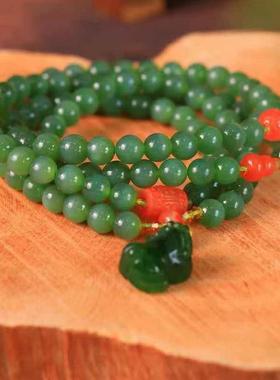 天然和田玉碧玉多圈手链