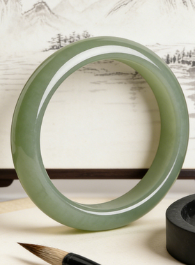 正品天然和田玉老料晴水细条手镯