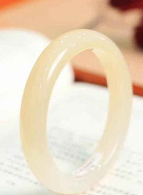 天然和田玉手镯青海料藕粉手镯