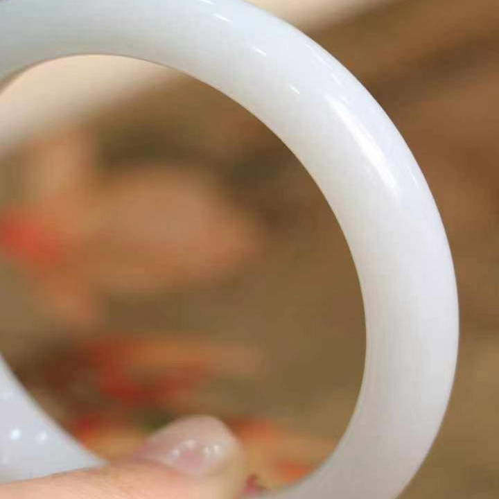 天然玉石新疆手镯正品玉石老料和田玉白玉圈口女款玉镯子