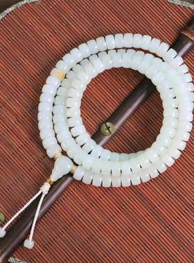 天然和田玉白玉直切老型珠手串