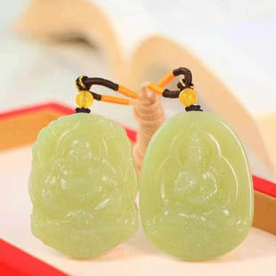天然和田玉黄口料观音弥勒佛吊坠佛公挂件男女士玉坠收藏礼品