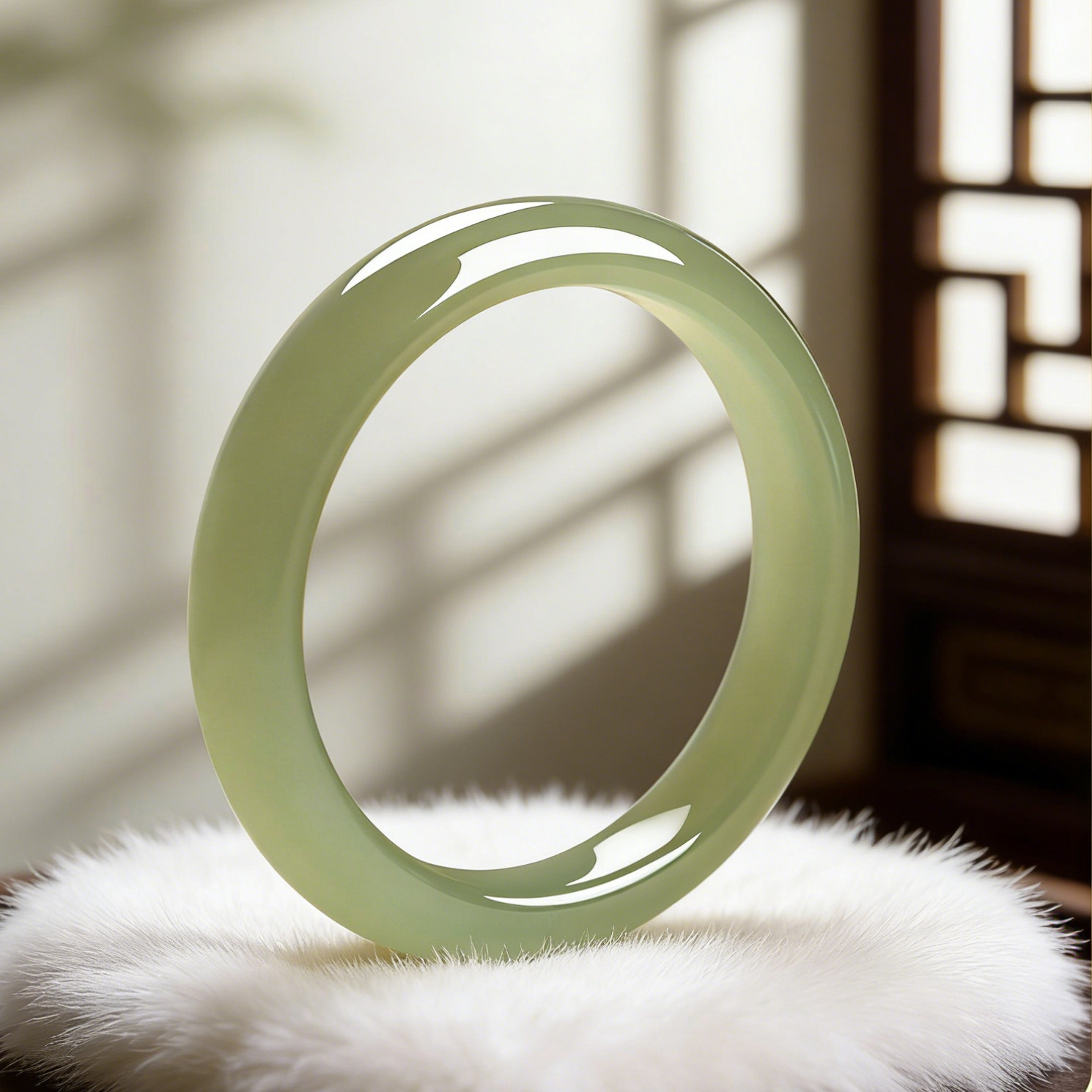 正品和田玉手镯女天然玉镯子晴水青玉湖水绿玉石手镯细玉镯女款