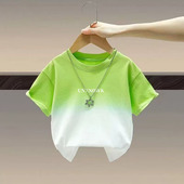 酷帅儿童夏装 新款 小男孩休闲帅气渐变上衣潮T T恤2026夏季 男童短袖
