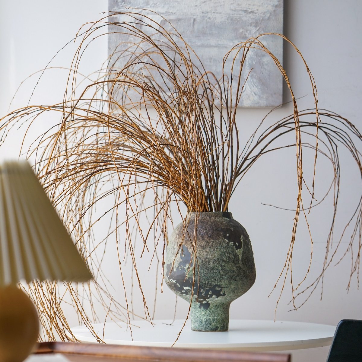 天然垂柳条干枝树枝干花花束侘寂风长支高级感摆件客厅卧室办公室