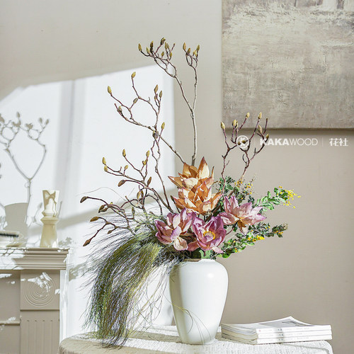 银叶合欢荷花套装创意高级插花