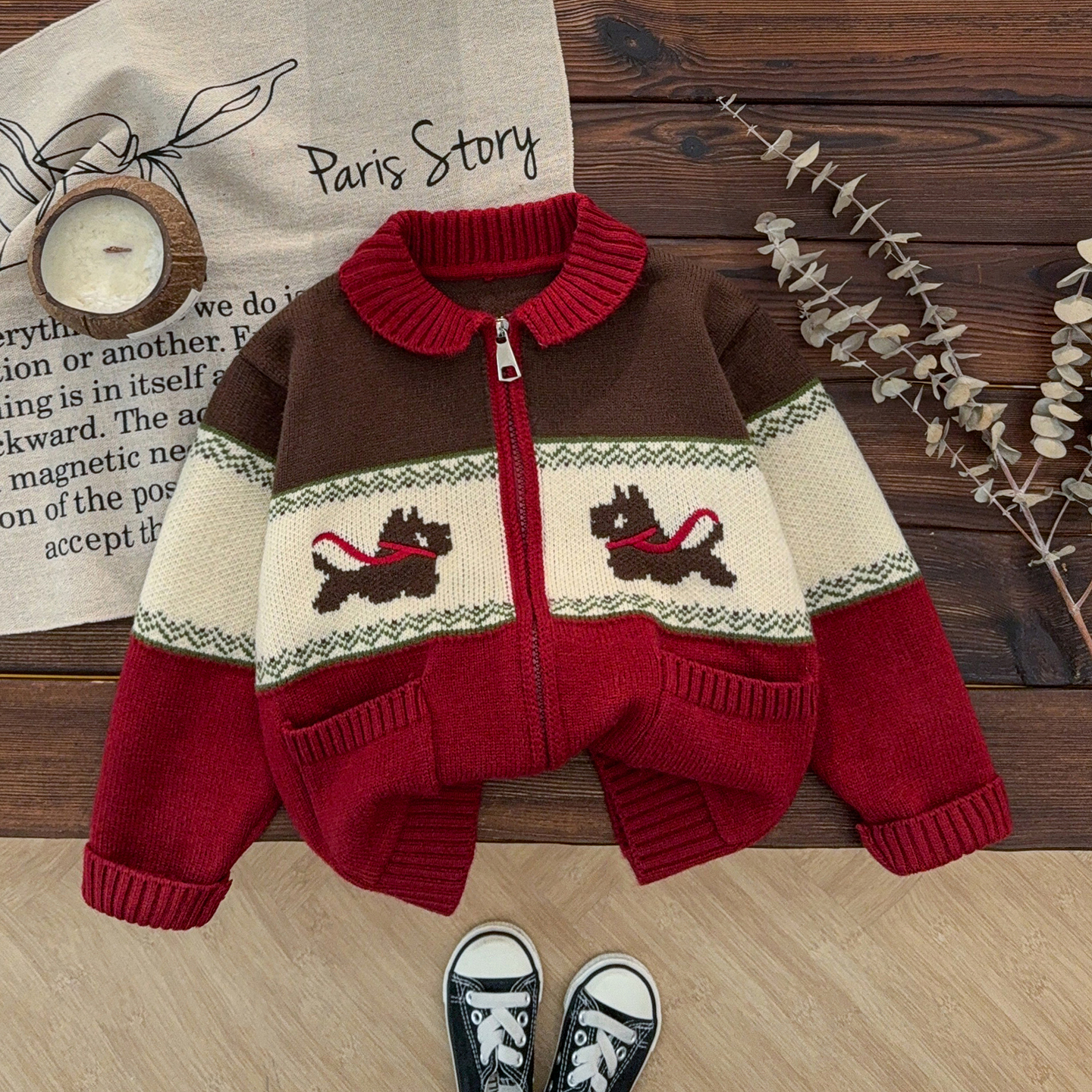 男童毛衣开衫儿童羊绒衫加厚翻领