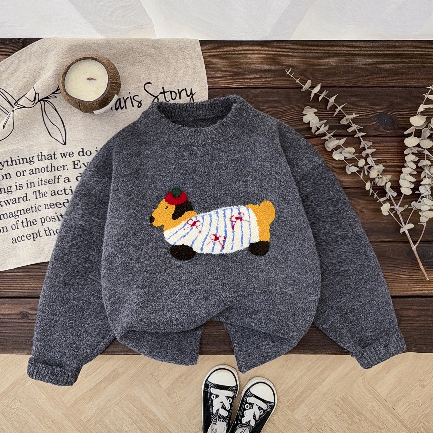 儿童毛衣男孩白色男童羊绒衫