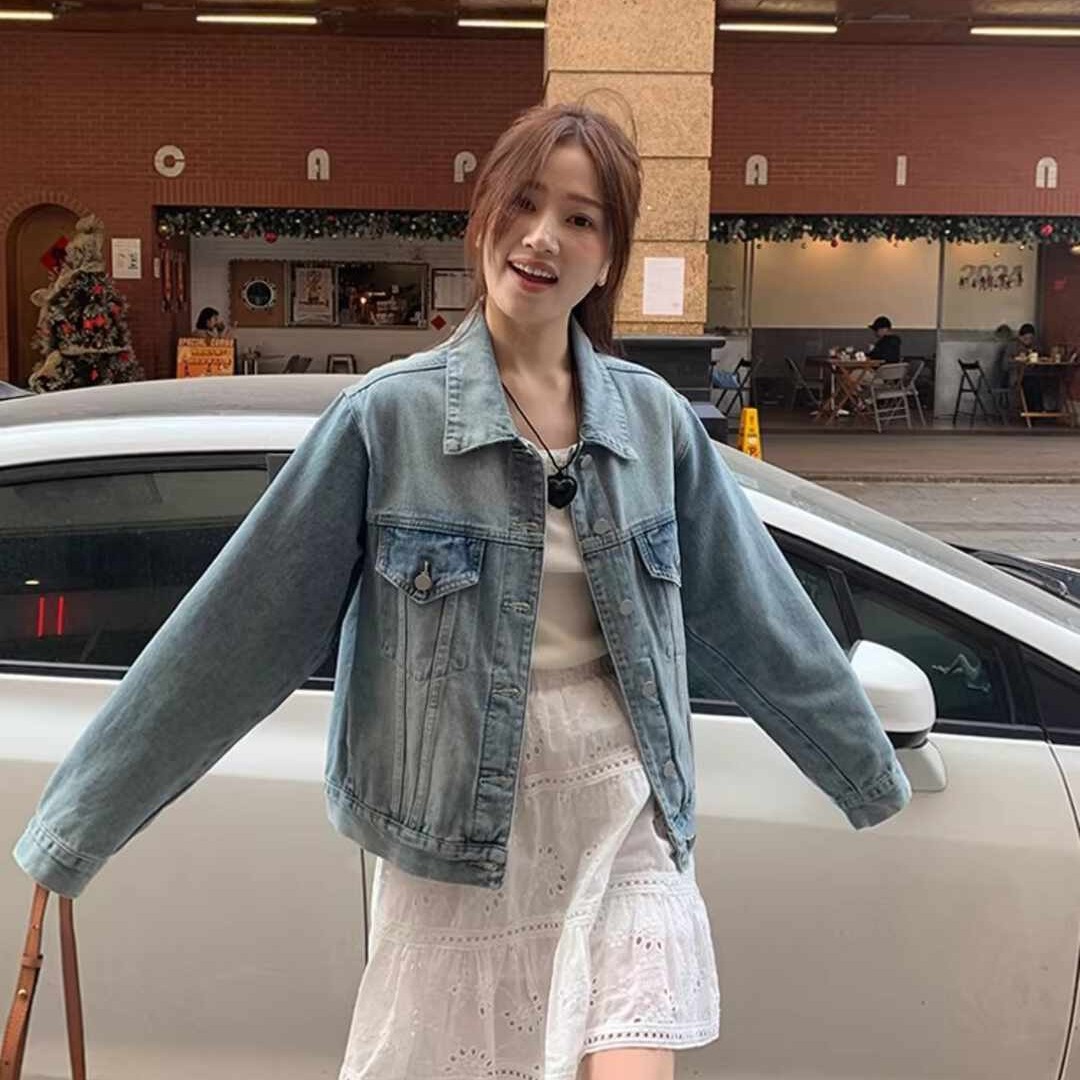 复古水洗牛仔外套女慵懒休闲宽松短外套