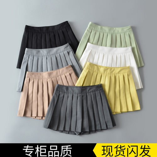 短裙A字裙显瘦高腰百褶裙